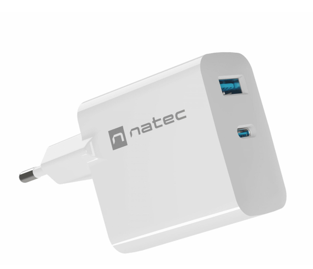 Natec RIBERA GAN 1X USB-A + 1X USB-C 45W BIAŁA - 1480428 - zdjęcie